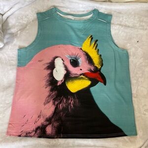 Pop Art Flirty Chick Graphic Tank Top - Pink & Teal Unisex Med